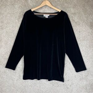 California Krush Vintage Tunic Womens Medium Black Velour Pullover 90s- 3391*